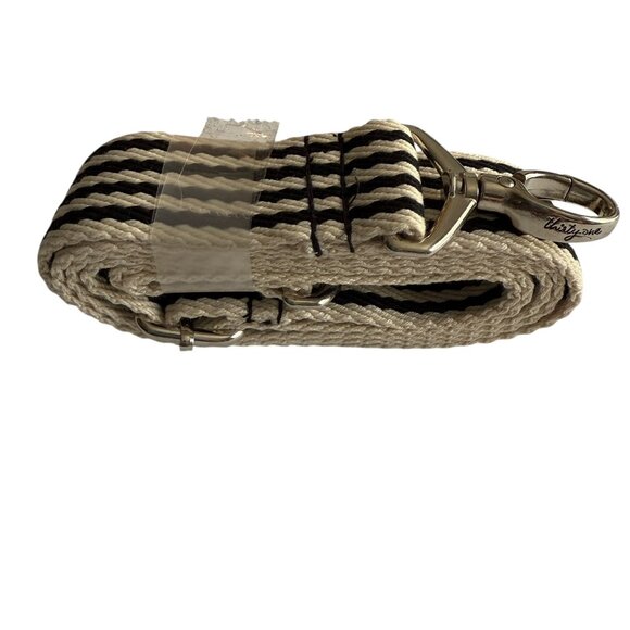 Thirty-One Cotton Crossbody Strap 1.25" Adjustable Silver Hardware Black Stripes - Picture 1 of 7